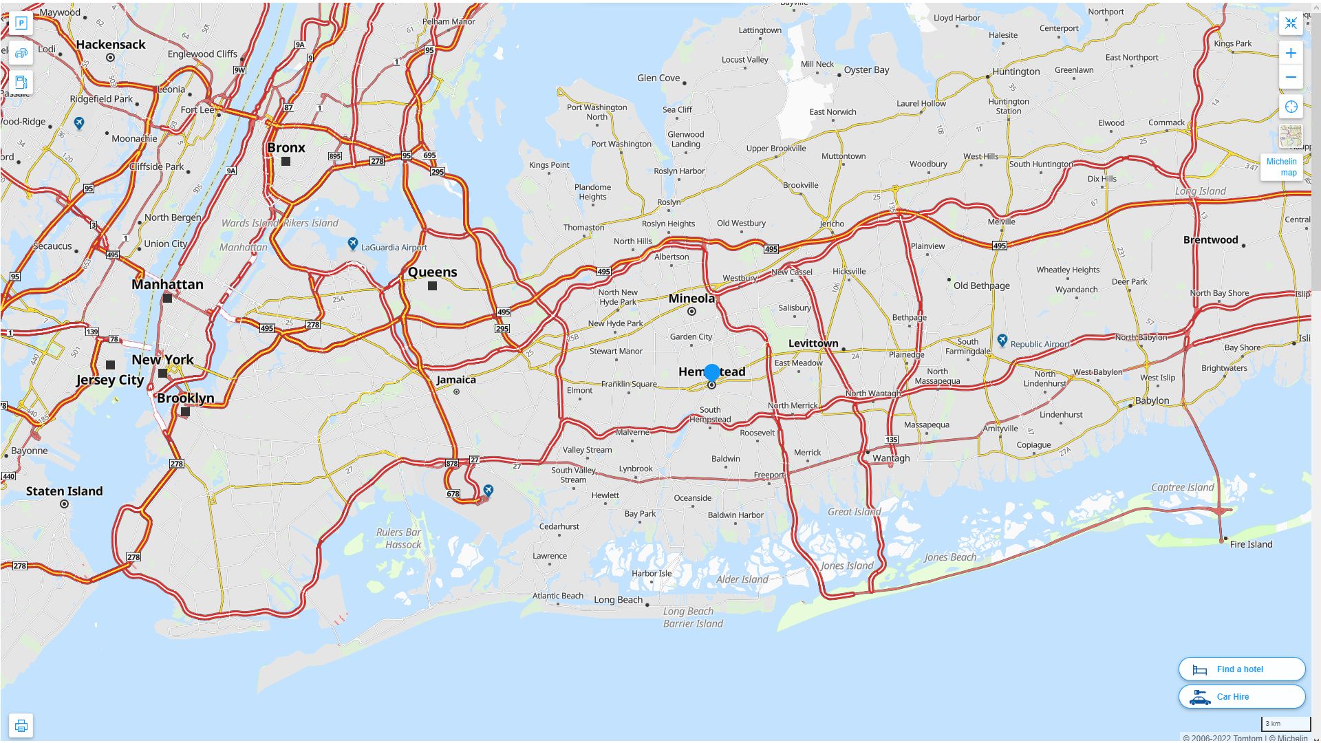 Hempstead New York Highway and Road Map